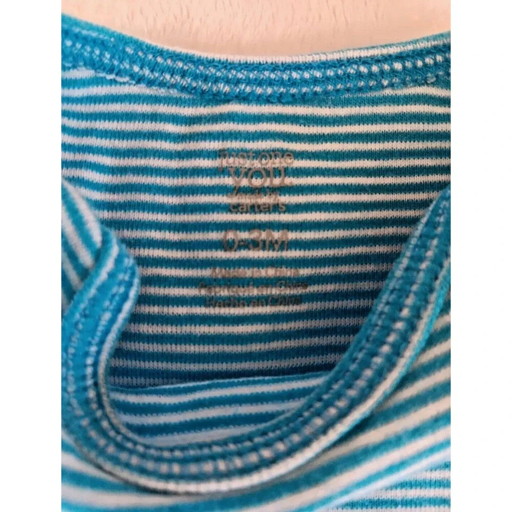 Shirt 0 To 3 month New Boys Carters Short sleeve White Aqua Blue Striped baby